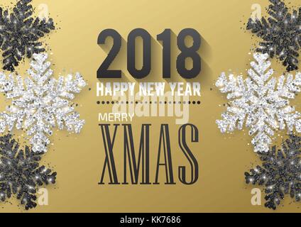 Greeting card, invitation with happy New year 2018 and Christmas Stock Vector