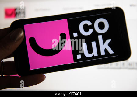 The Smile digital only bank logo is seen on a phone screen Stock Photo