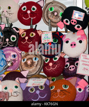 Colourful Crocheted Cushions Stock Photo
