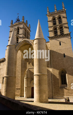 Main entrance to the Cathedral of St Pierre, Montpellier, France Stock Photo
