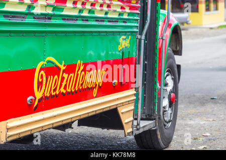 Typical chicken bus | Los Encuentros | Guatemala Stock Photo