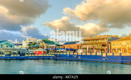 George Town, Grand Cayman, Cayman Islands, Nov 2017, view of Harbour Drive from the Caribbean Sea Stock Photo