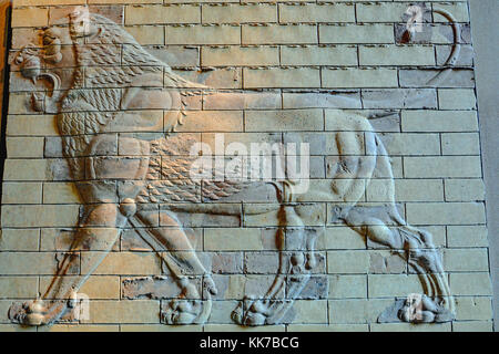 Assyrian lion at the Louvre Museum in Paris, France. Stock Photo