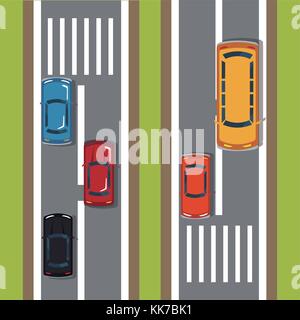 Highways top view cartoon Stock Vector