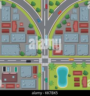 Urban top view cartoon Stock Vector