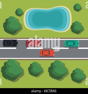 Highways top view cartoon Stock Vector