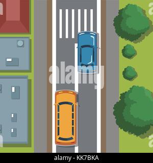 Highways top view cartoon Stock Vector