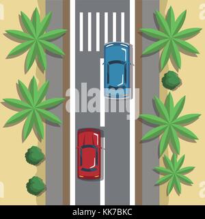 Highways top view cartoon Stock Vector