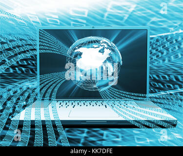 Globe background with binary code flowing from a computer Stock Photo ...