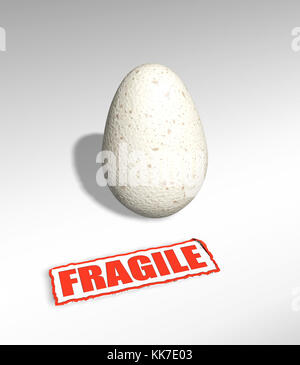 3D render of an egg with fragile sticker Stock Photo