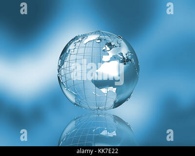 Wireframe globe on abstract background Stock Photo