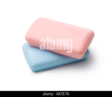 Two new Soap Bars on white background. with clipping path Stock Photo