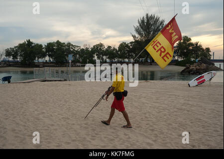 Singapore, Republic of Singapore, beach watch on Siloso beach on the island Sentosa Stock Photo