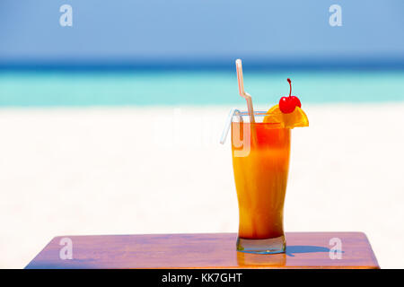 Coloerful cocktail and beverage on the beach Stock Photo
