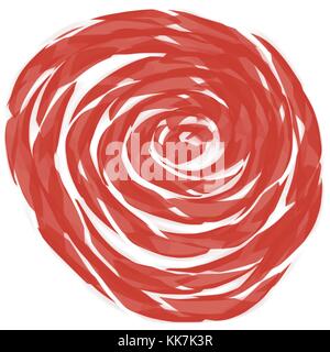 tomato red abstract watercolor patter in shape of stylized rose flower on white background, vector illustration Stock Vector