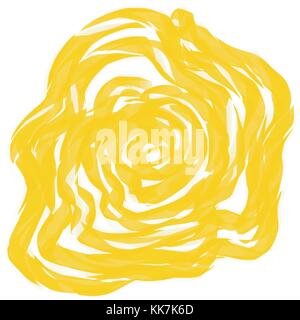 yellow abstract watercolor patter in shape of stylized rose flower on white background, vector illustration Stock Vector