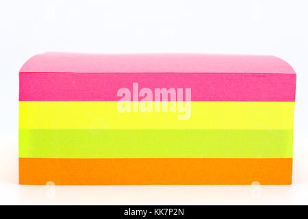 Multi colored sticky note isolated on white background. Stock Photo