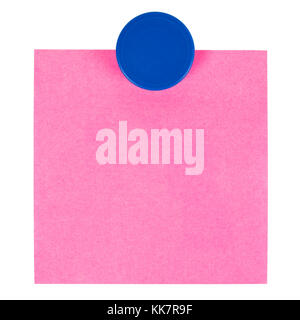 Adhesive note and magnet button on whiteboard. Stock Photo