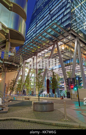 LONDON, GREAT BRITAIN - SEPTEMBER 18, 2017: The Leadenhall tower and Lloys building at dusk. Stock Photo