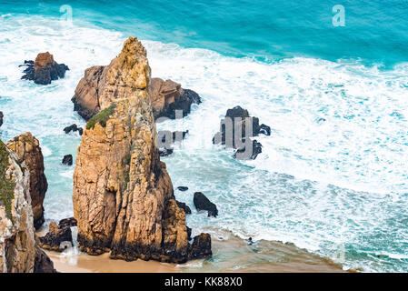 Sea rocks crushing waves Stock Photo