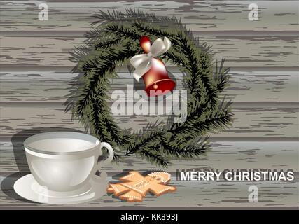 New Year's breakfast with milk and cookies Stock Vector