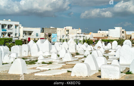 Ancient Muslim cemetery at the walls of Medina of Kairouan, Tunisia Stock Photo