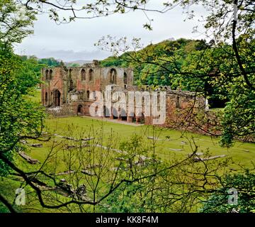 Furness Abbey near Barrow-in-Furness, Cumbria, England. Ruined red sandstone Mediaeval Cistercian monastery. Stock Photo