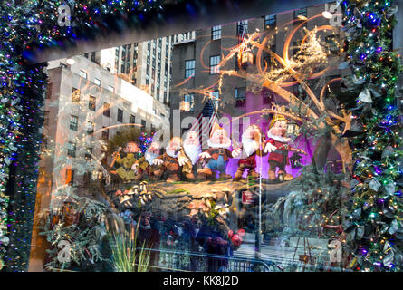 2017 Saks Fifth Avenue Holiday window display, with a Snow White and the Seven Dwarfs  theme Stock Photo