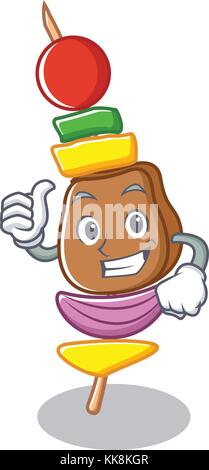 Thumbs up barbecue character cartoon style Stock Vector