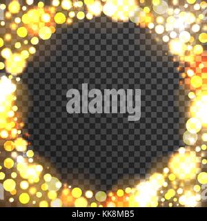 Bokeh round frame on transparent background Stock Vector