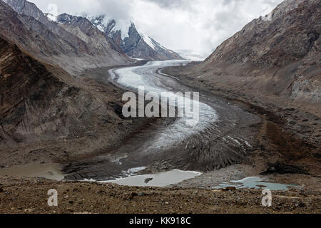 Just below the PENZILA PASS at 4400 meters is a glacier that is the headwaters of the Stod River - ZANSKAR, LADAKH, INDIA Stock Photo