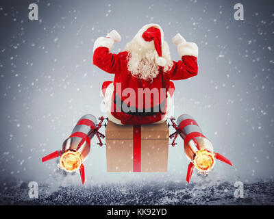 Fast delivery of Christmas gifts Stock Photo