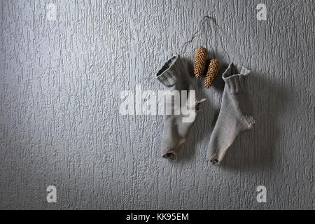 Conceptual image on the theme of Christmas charity. Possible slogan ' Help the poor , perhaps Santa does not come to them.' Stock Photo