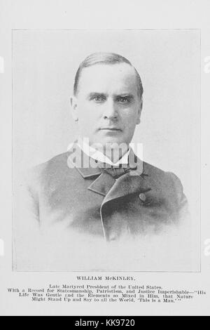 Black and white photograph, portrait, of William McKinley, 25th President of the United States, serving from March 4, 1897, until his assassination in September 1901, 1902. From the New York Public Library. Stock Photo