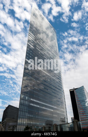 Dentsu Building  with clouds, Shiodome, Tokyo, Japan Stock Photo