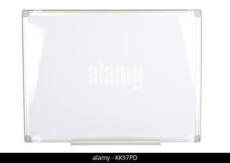 Magnetized empty whiteboard isolated on white background. Stock Photo