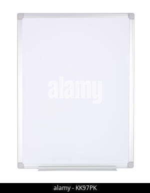 Magnetized empty whiteboard isolated on white background. Stock Photo