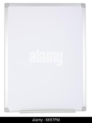 Magnetized empty whiteboard isolated on white background. Stock Photo