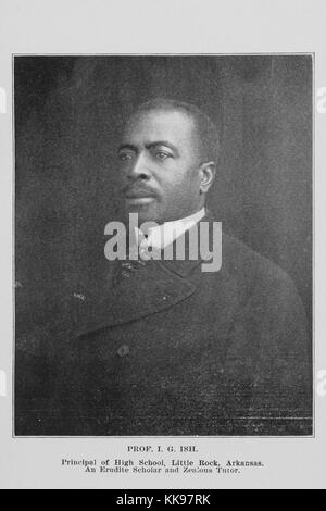 Black and white photograph of an African-American man, half-length, wearing a coat and tie, captioned Professor IG Ish, 1902. From the New York Public Library. Stock Photo