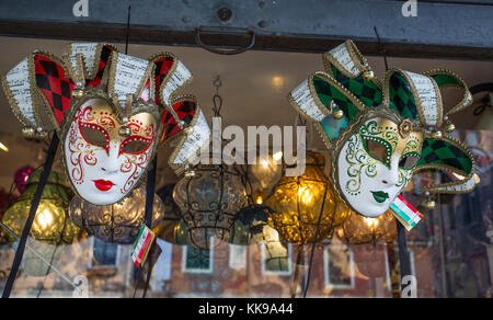 VENICE (VENEZIA) ITALY, OCTOBER 18, 2017 - Venice carnival masks close up, Venice masks for sale on the market, Venice, Italy Stock Photo