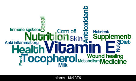 Word Cloud on a white background - Vitamin E Stock Photo