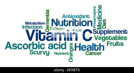 Word Cloud on a white background - Vitamin C Stock Photo