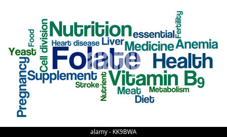 Word Cloud on a white background - Folate Stock Photo