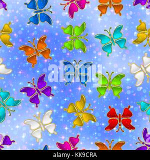 Seamless Pattern, Butterflies Stock Vector