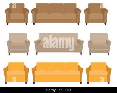 Set of different couches for furniture design Stock Vector