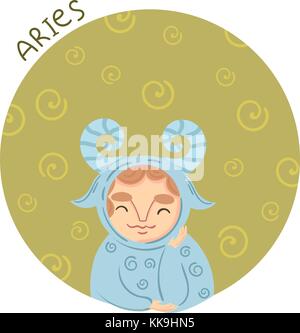 Cute zodiac sign - Aries. Vector illustration. Stock Vector