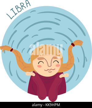 Cute zodiac sign - Libra. Vector illustration. Stock Vector
