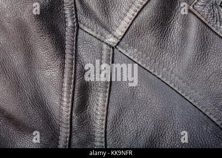 Scratched worn leather texture with seams Stock Photo