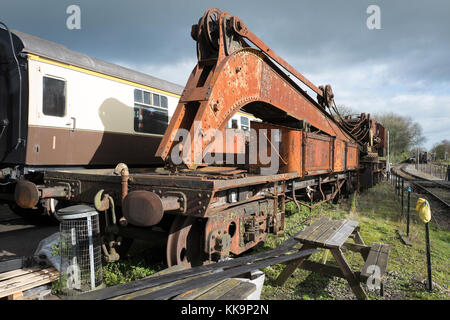 A very rare British heavy duty mobile steam crane built over 100 years ago for the Great Western Railway in England UK Stock Photo