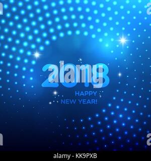 Happy New Year 2018 abstract blue light background for your poster, banner, postcard, invitation or greeting card design Stock Vector